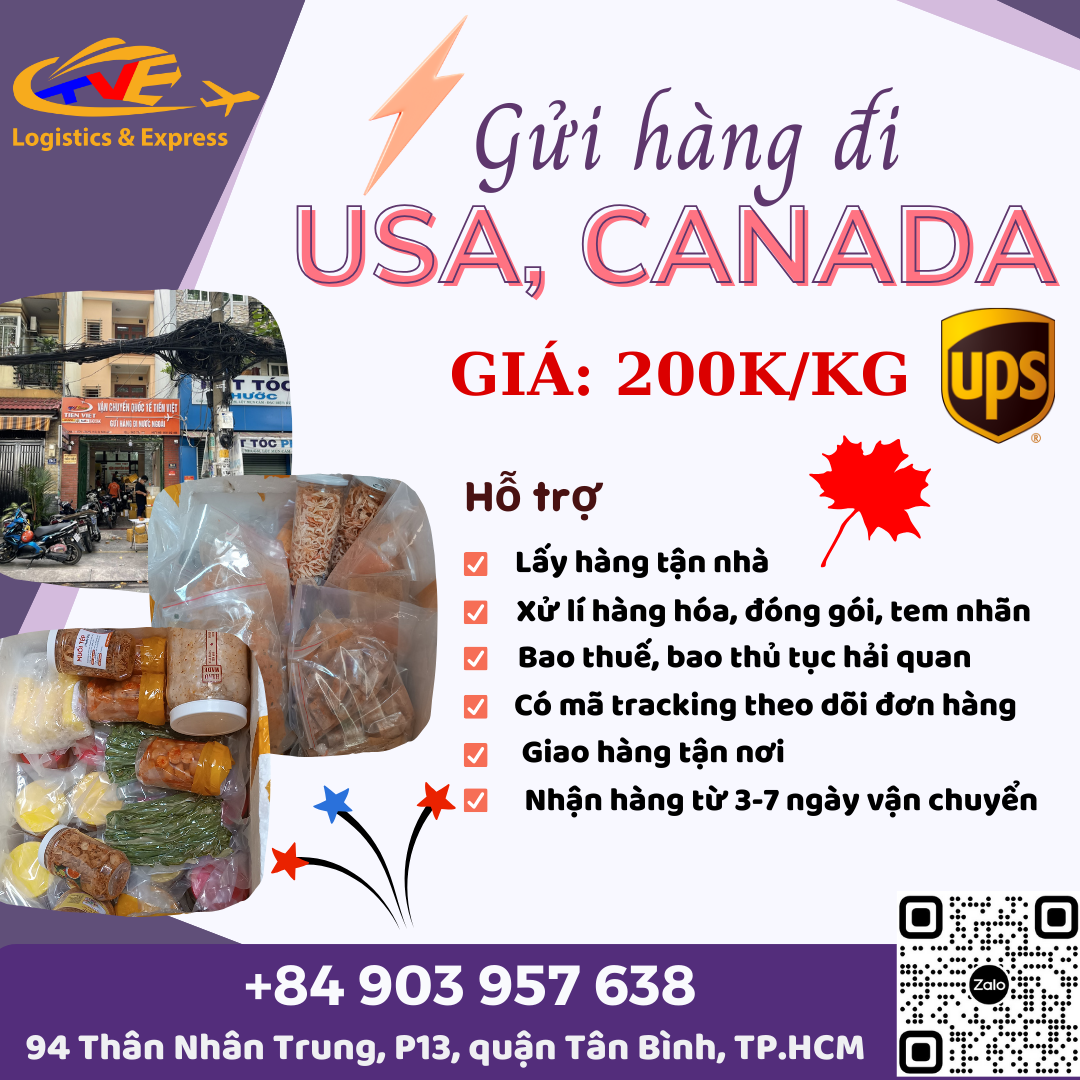 Gửi hàng đi USA, Canada - Tiến Việt Express